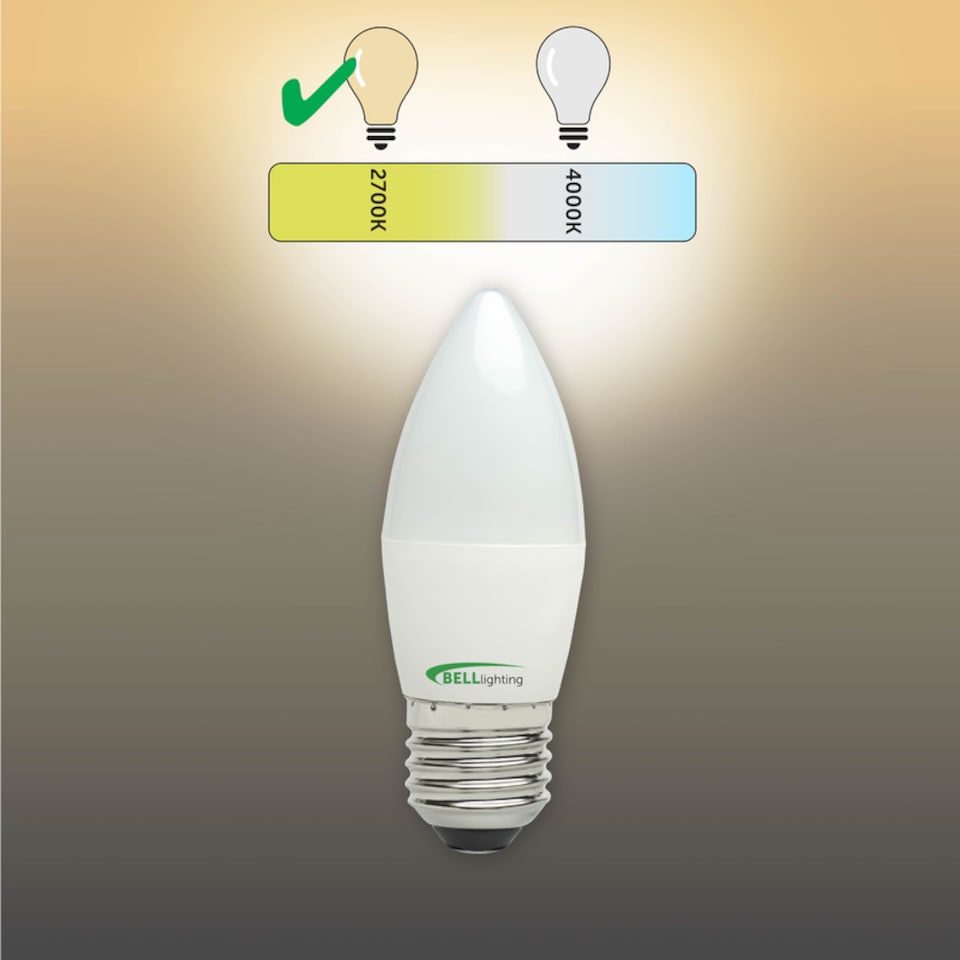 image 1 of BELL Lighting E27 Edison Screw Dimmable LED Candle Warm White 2700K 4.7W Energy Saving