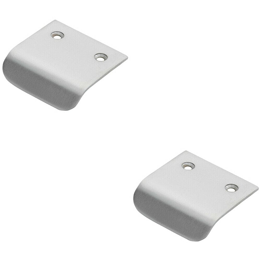Loops 2x Semi Concealed Cabinet Finger Pull Handle 29mm Fixing Centres Satin Chrome