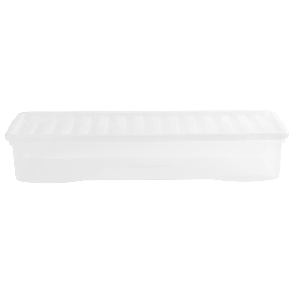 image 1 of Wham Crystal 3 x 55L Stackable Plastic Storage Boxes with Lids Clear Clear