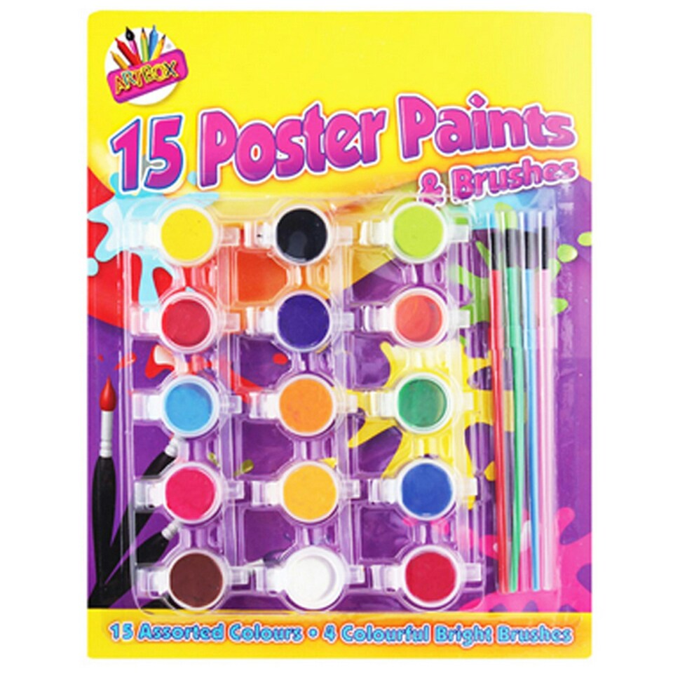 ArtBox 15 Poster Paints And 4 Brushes - Multicoloured - One Size
