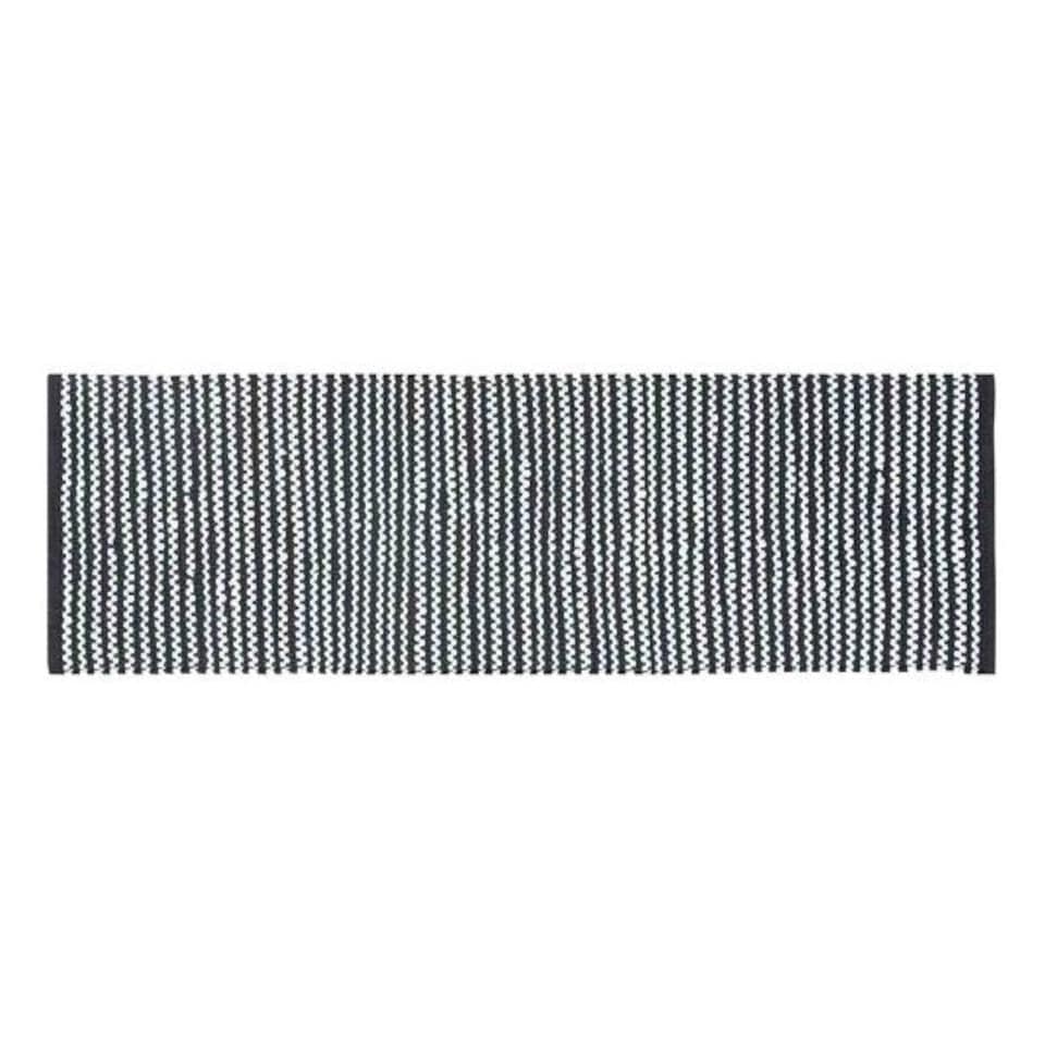 image 1 of Homescapes Groove Black and White Monochrome Stripy Cotton Chindi Rug - 150 cm Round Black | 150 cm Round