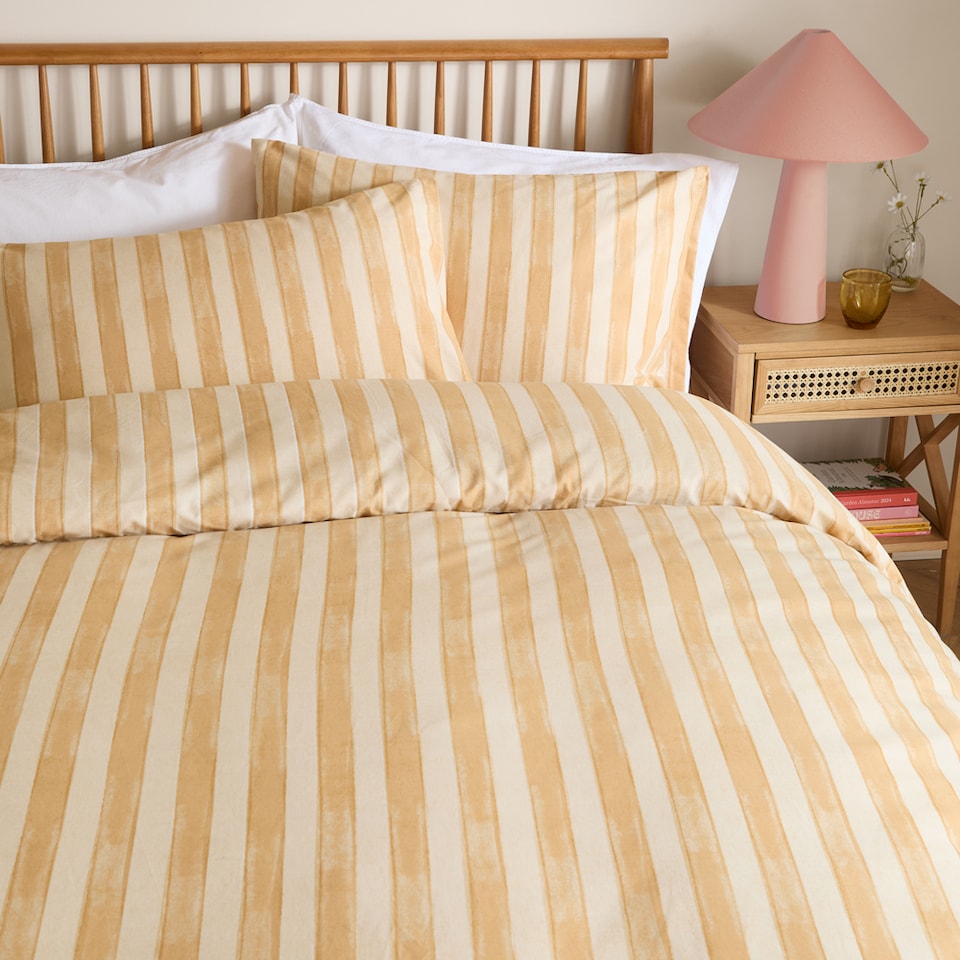 image 1 of Furn Dual Tone Striped Duvet Cover Set | Yellow | Butter Yellow | Super King | 1
