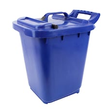 Kerbside Compost Caddy with Locking Lid - Blue - for Food Waste Recycling (23 Litre) - Plastic Bin with Composting Guide