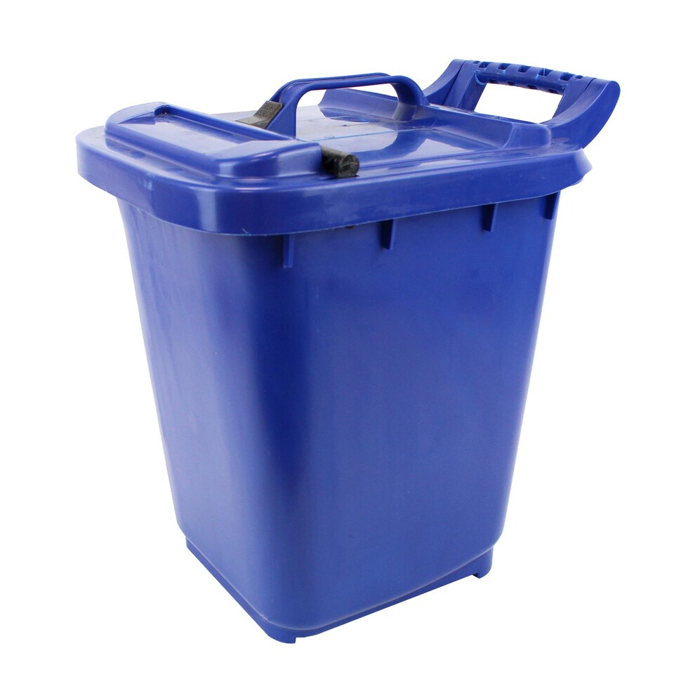 image 1 of Kerbside Compost Caddy with Locking Lid - Blue - for Food Waste Recycling (23 Litre) - Plastic Bin with Composting Guide