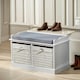image 4 of Shoe Storage Bench With Cushioned Seat And 2 Drawers White White