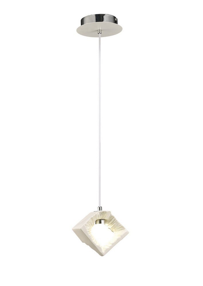 Netlighting Salvio Ceramic Square Sculpture Pendant 1 x 3W LED Chrome White