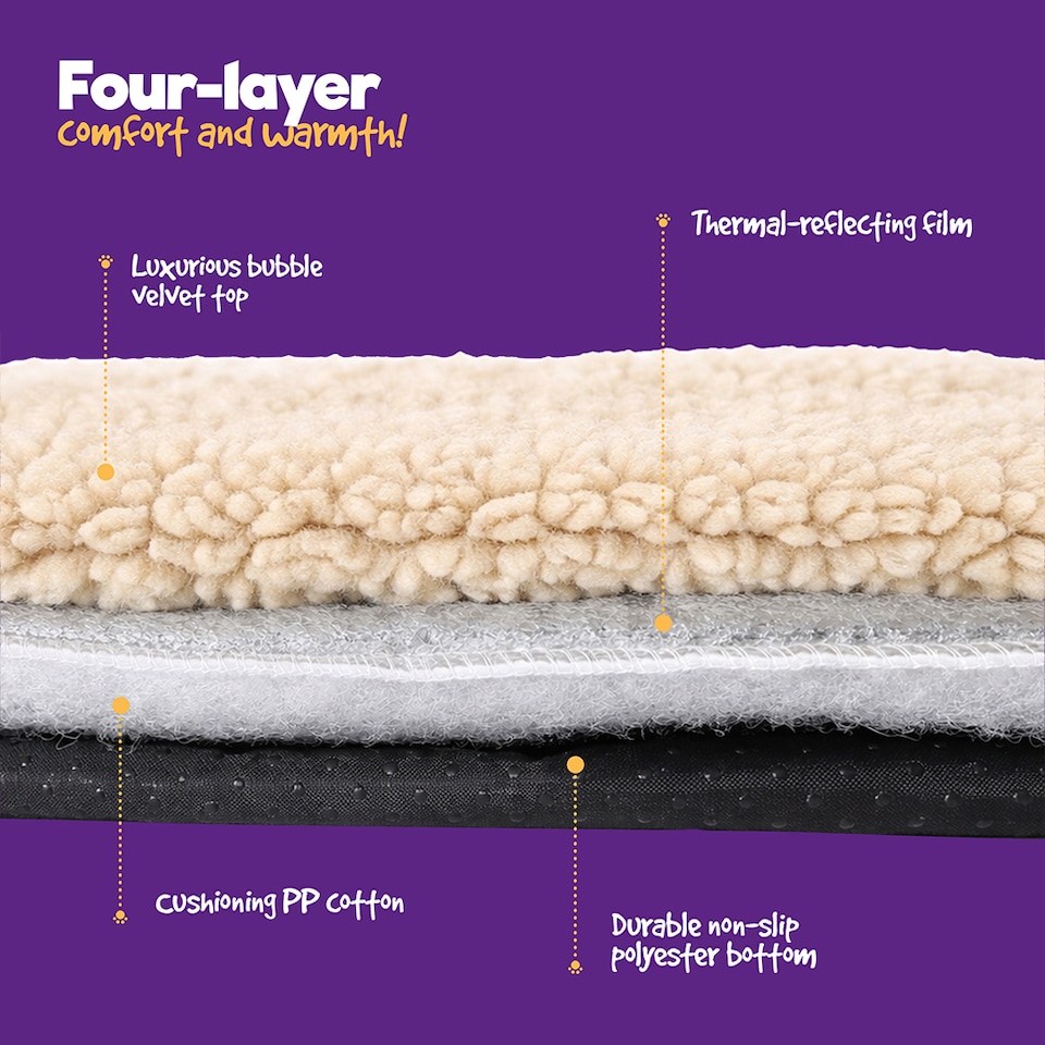 image 1 of Petlicity Self Heating Pet Bed 60x45cm - No Electricity Required - Machine Washable - Beige