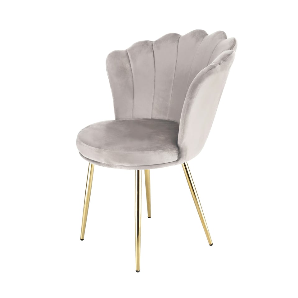 image 1 of FREYA Petal Chair Velvet Upholstered Fabric - Taupe Grey | Taupe
