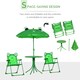 image 3 of Outsunny Foldable Patio Kids Metal Picnic Table w Frog Umbrella Green 4-piece