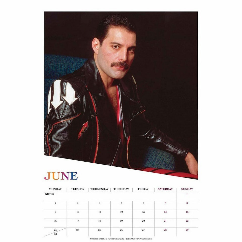 image 1 of Freddie Mercury 2025 A3 Wall Calendar - Multicoloured - One Size