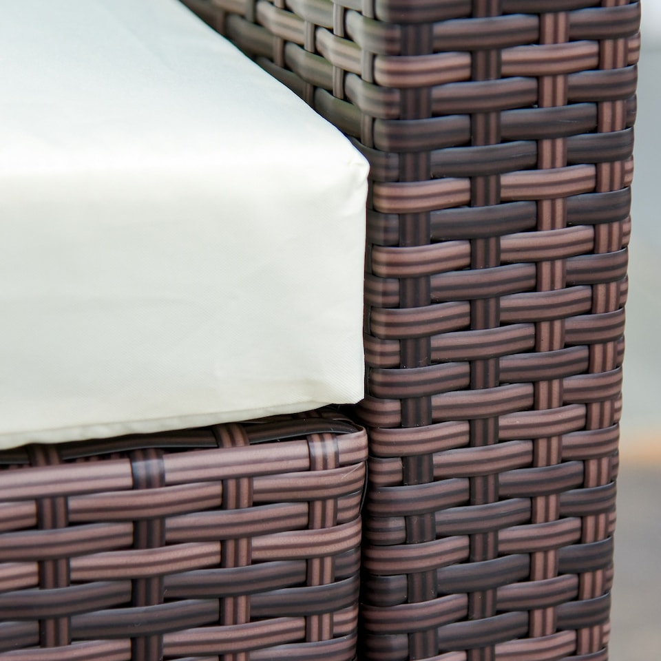 image 1 of Outsunny 5 Pieces Rattan Sofa Set Wicker Sectional Cushion Patio Brown Garden
