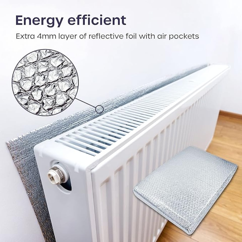 image 1 of Radiator Foil Insulation Roll Reflector Panels - Energy Saving Radiator Heat Deflector for Home Heating | Silver | 5m x 60cm - FOLDED | 1