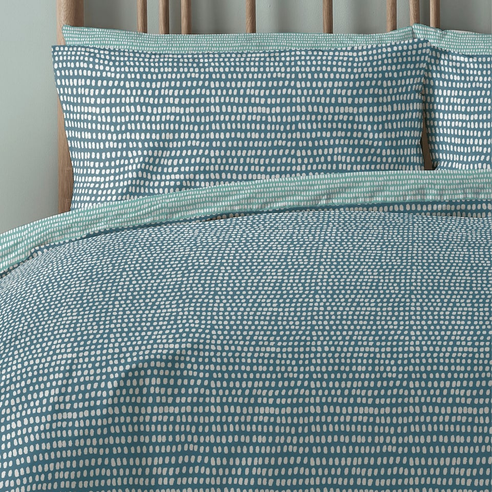 image 1 of Copenhagen Home Arri Ocean Blue Reversible Duvet Cover and Pillowcase Set - Double