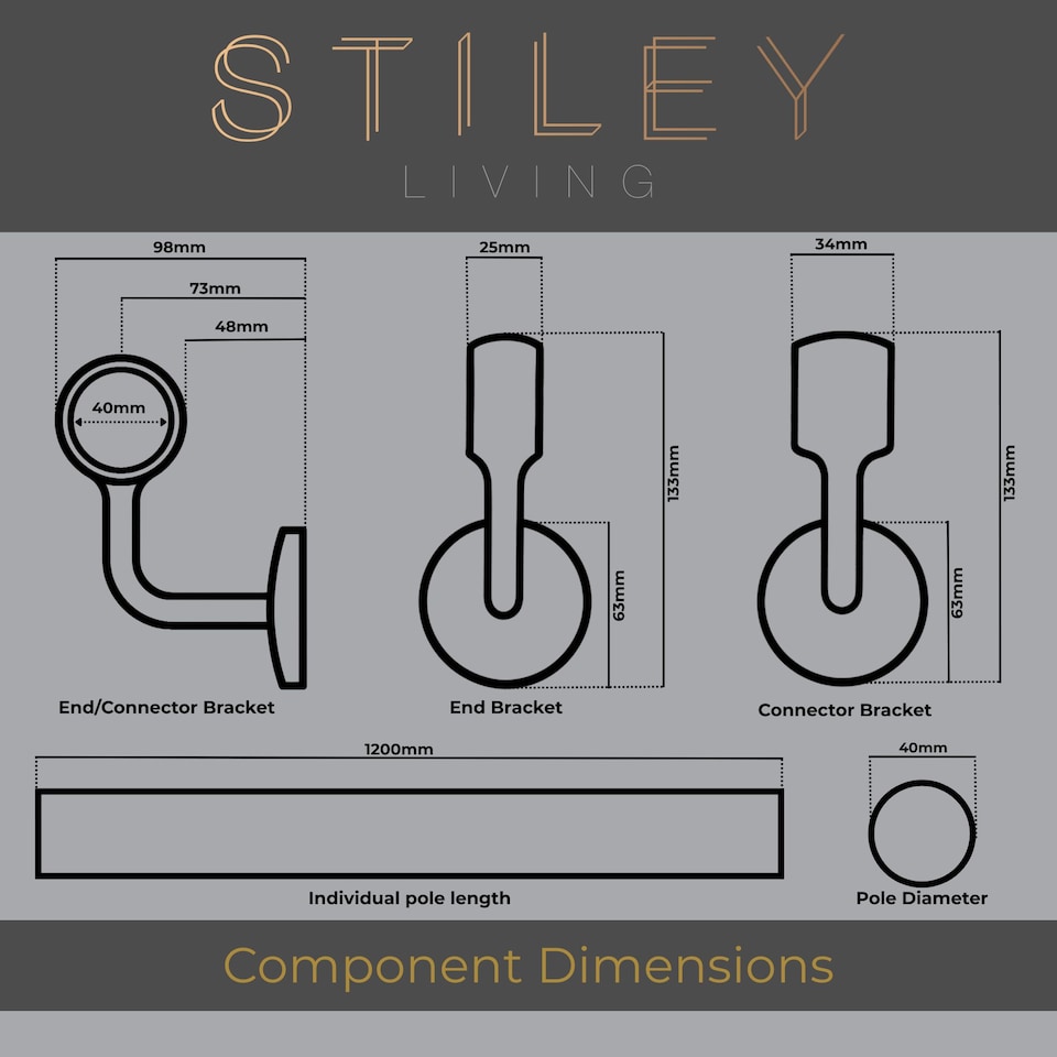 image 1 of Stiley Living 3.6m Matt Black Wall-Mounted Stair Handrail Kit with Brackets & Fixings