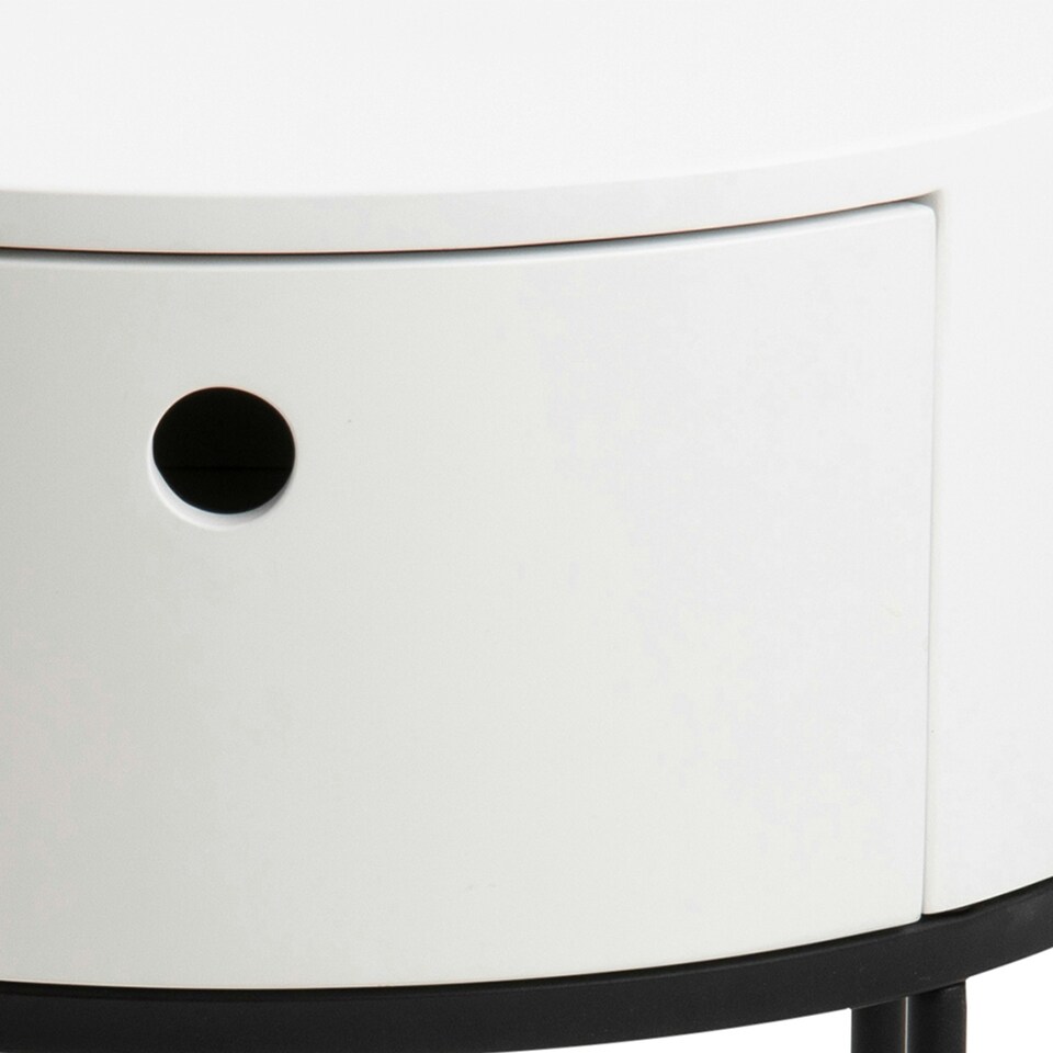 image 1 of Polo Round Bedside Table in White and Black