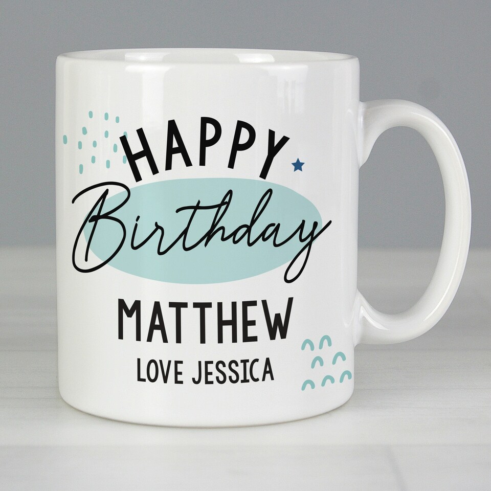 image 1 of Personalised Happy Birthday Mug White