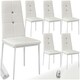 image 1 of Dining Chair Set - high backrest, slim steel legs & rhinestone highlights - Set of 6 White
