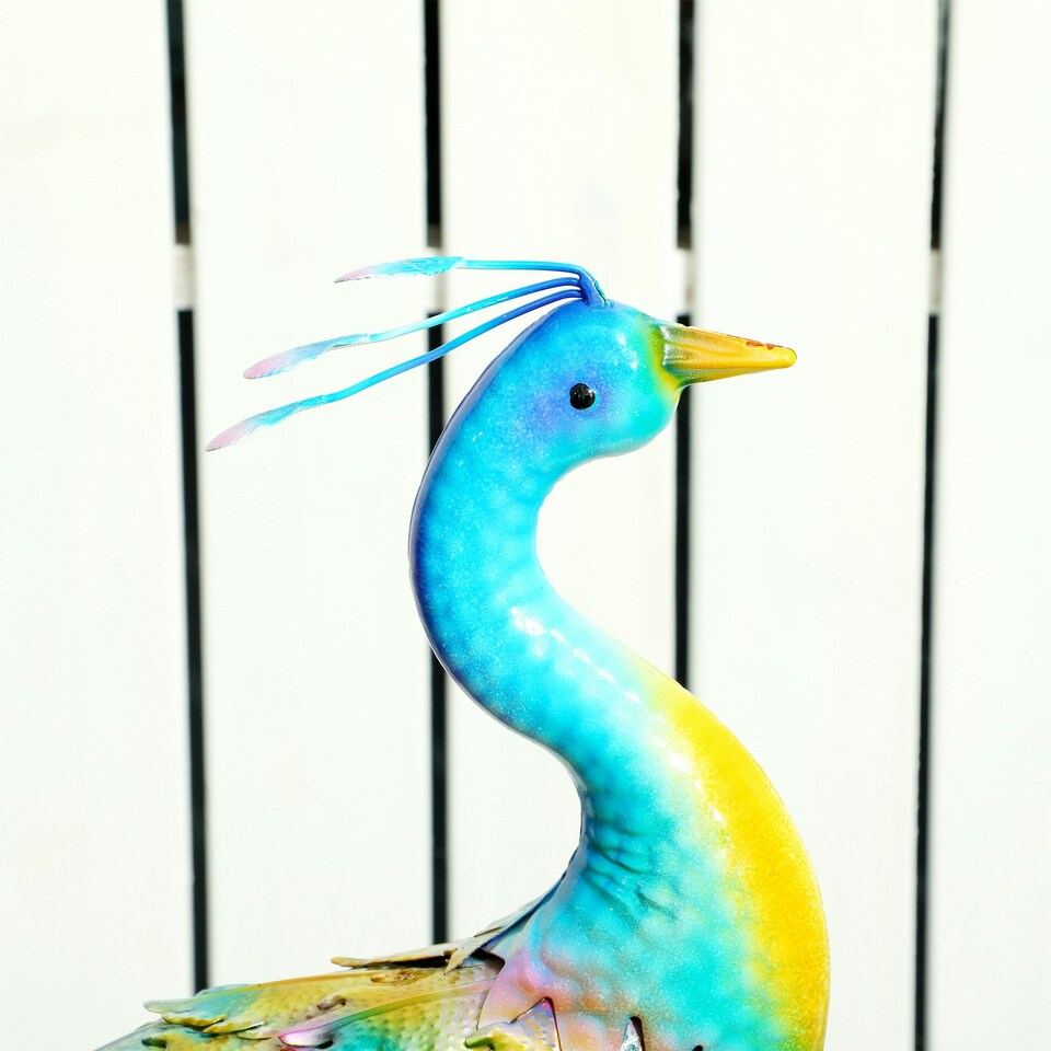 image 1 of Outsunny Peacock Garden Statue, Metal Garden Gift with Stakes, Multi-Colour