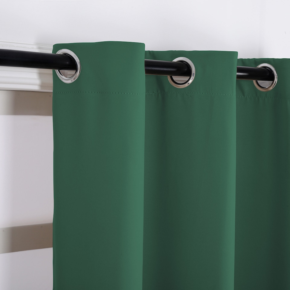 image 1 of Forest Green Blackout Curtains - Dark Thermal Eyelet - 46 x 72 Drop - 2 Panel | Green | One Size