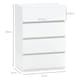 image 3 of HOMCOM Bedroom Chest of Drawers, 4 Drawers Dresser, Drawer Unit, White
