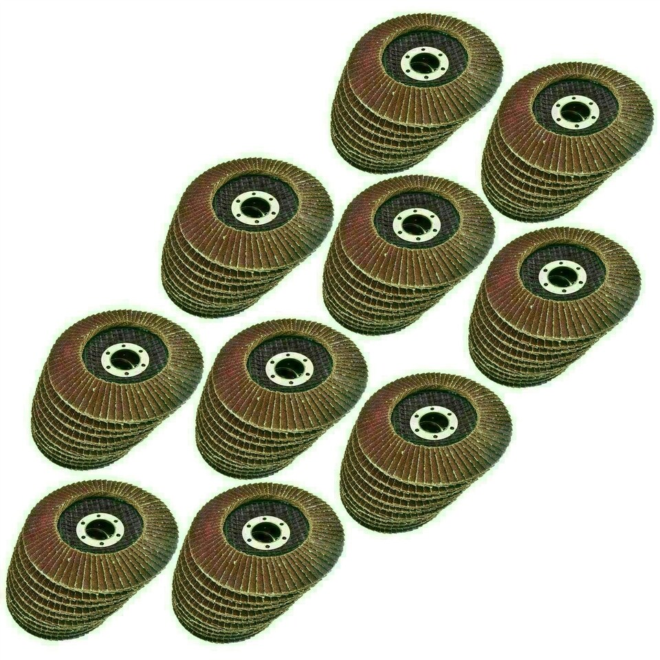 image 1 of 100 x Flap Discs 60 Grit Angle Grinder 4.5" (115mm) Flat Sanding Grinding AT929