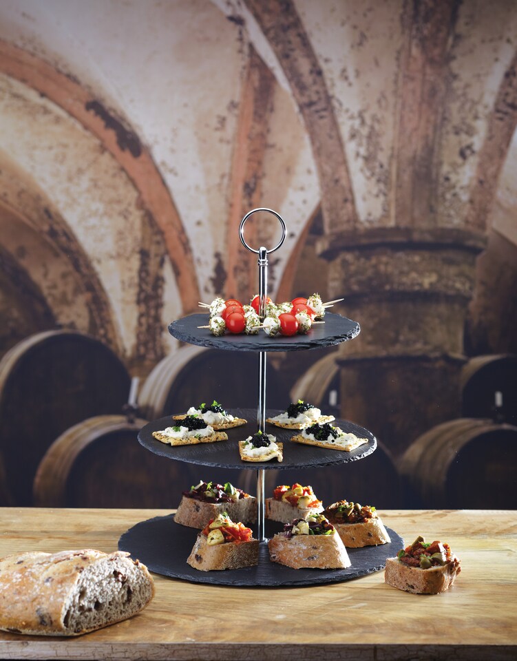 image 1 of Artesà Appetiser 3-Tier Slate Serving Stand