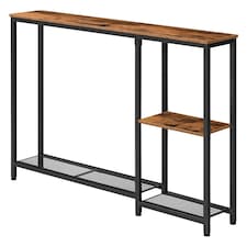 Industrial Slim Hallway Console Table With Storage Shelves