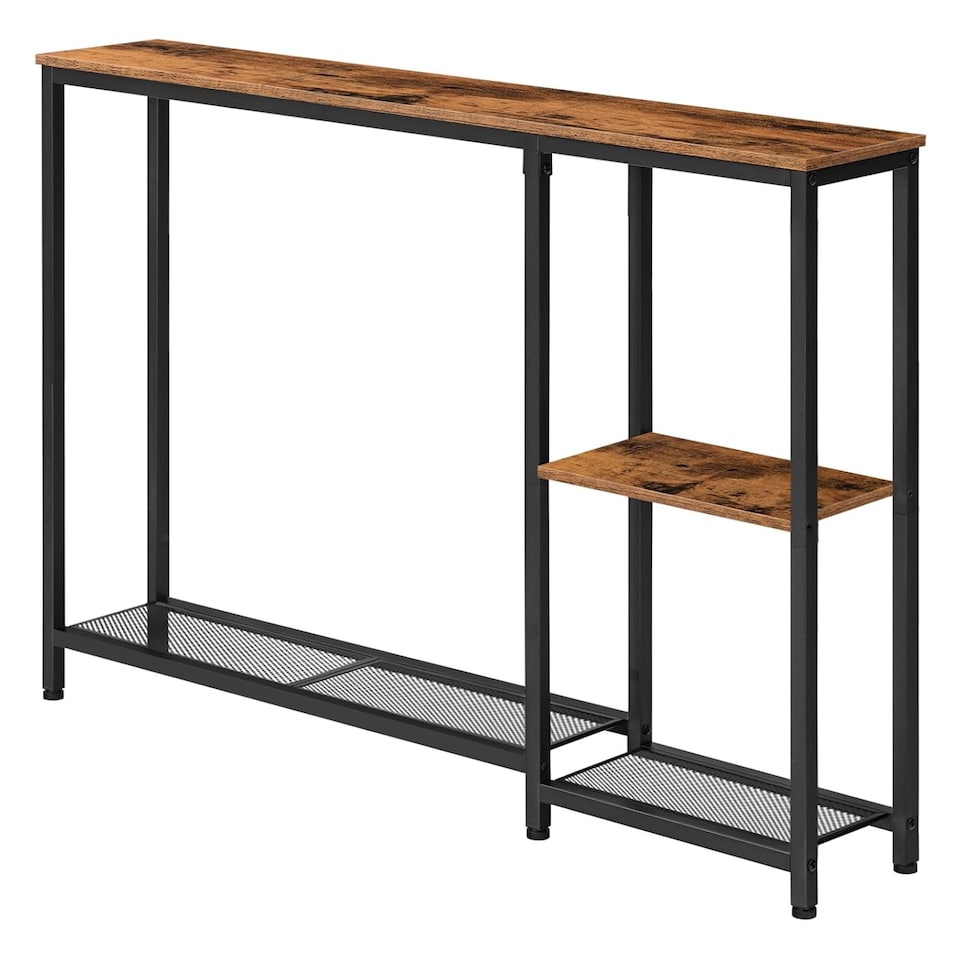 image 1 of Industrial Slim Hallway Console Table With Storage Shelves