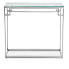 Allure Tempered Glass Silver Finish Console Table Silver