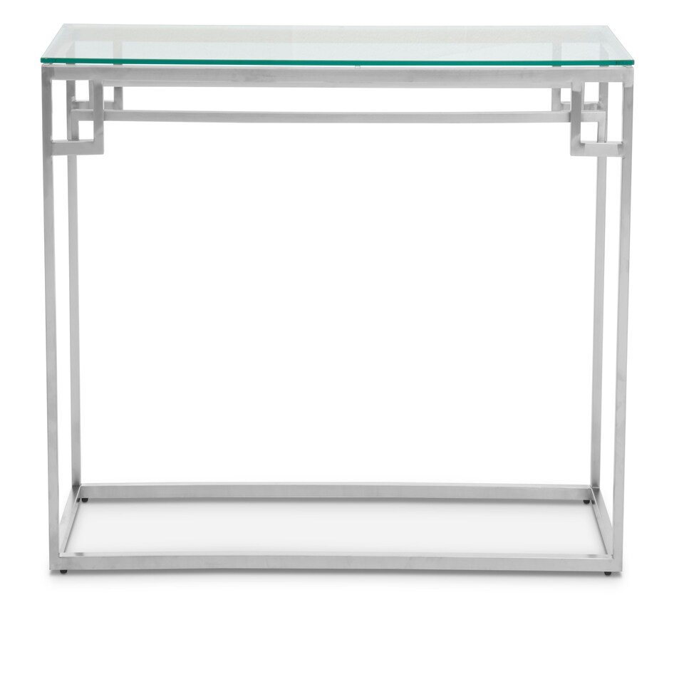 image 1 of Allure Tempered Glass Silver Finish Console Table Silver