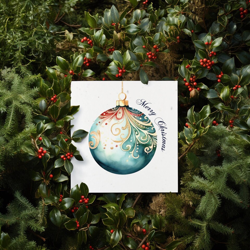 image 1 of Ornate Bauble - Plantable Wildflower Seed Christmas Cards - 10 Pack