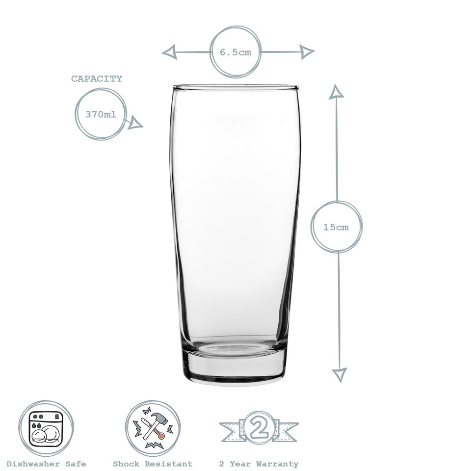 image 1 of LAV Bardi Willi Becher Beer Glasses - 370ml - Clear - Pack of 6 | Clear | Clear