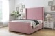 image 2 of Sloomy Devonshire Pink Plush Bed Frame With 50"  Upholstered Wingback Headboard 4'6 Double