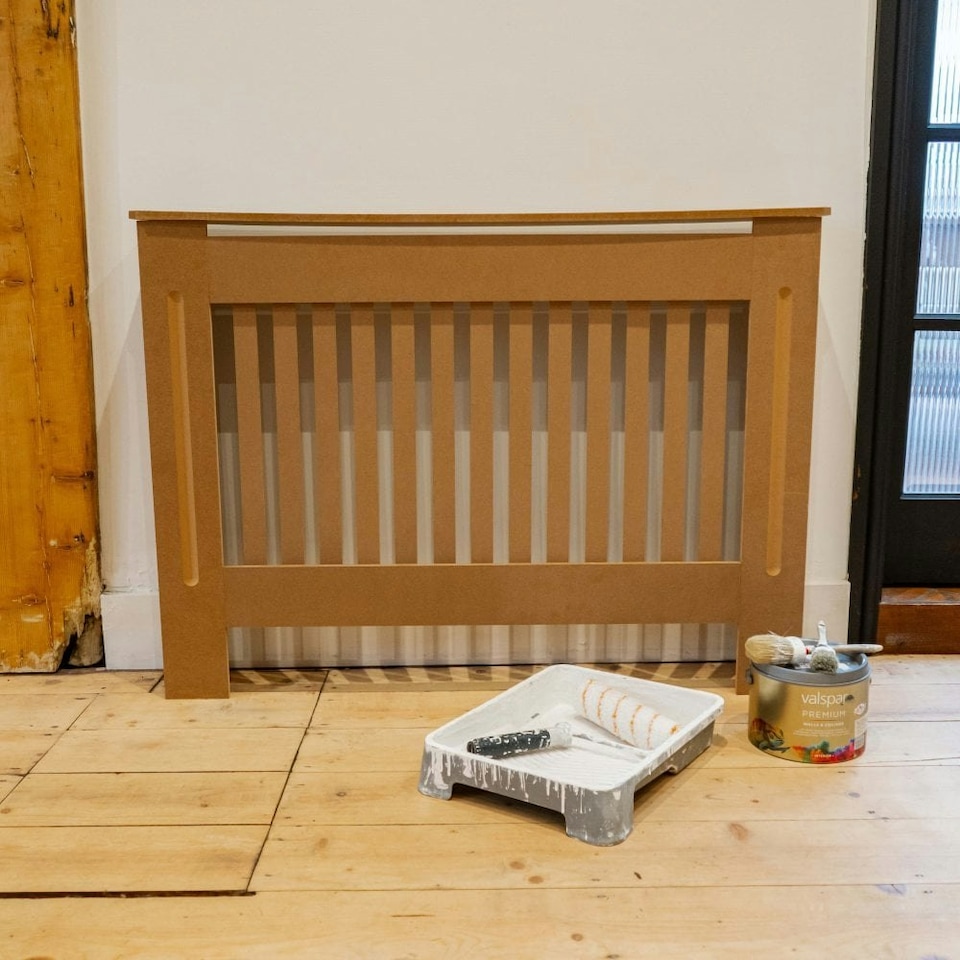 image 1 of Stylish MDF Unpainted Vertical Design Radiator Cover - Medium
