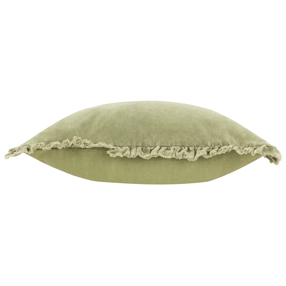 image 1 of Yard Bertie Cotton Velvet Cushion | Green | Sage | 45 x 45cm | 1