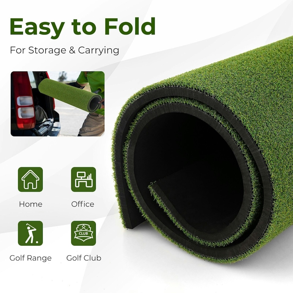 image 1 of COSTWAY Golf Hitting Mat Standard Real Feel Golf Practice Mat