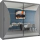 image 1 of Sleek Sliding Wardrobe 203cm with Curved Mirror Design | White, Black, Grey Finish Grey | Grey203cm