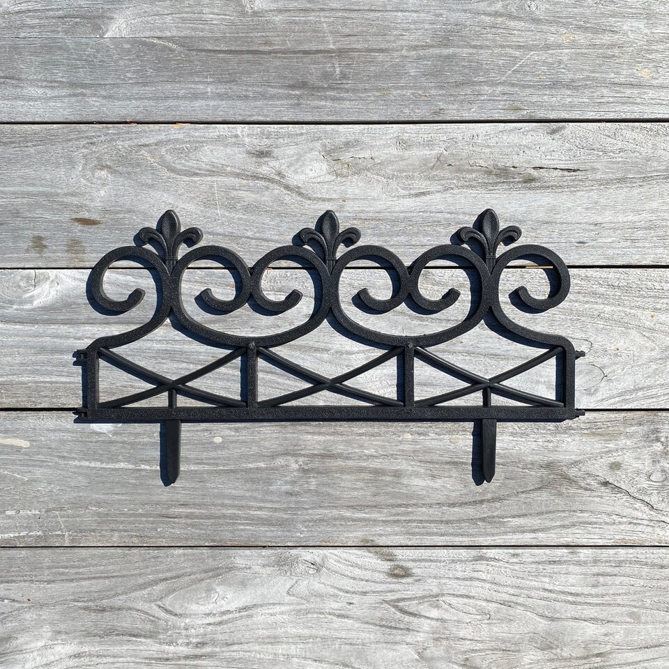 image 1 of Fleur de Lys Black Plastic Garden Lawn Edging (60cm x 32cm) - 5 Panels