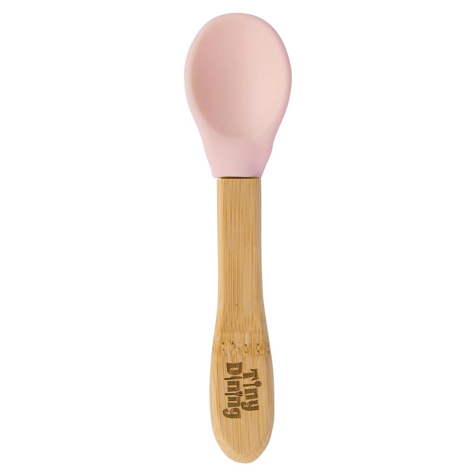 image 1 of Tiny Dining Bamboo Silicone Tip Spoon - Pastel Pink