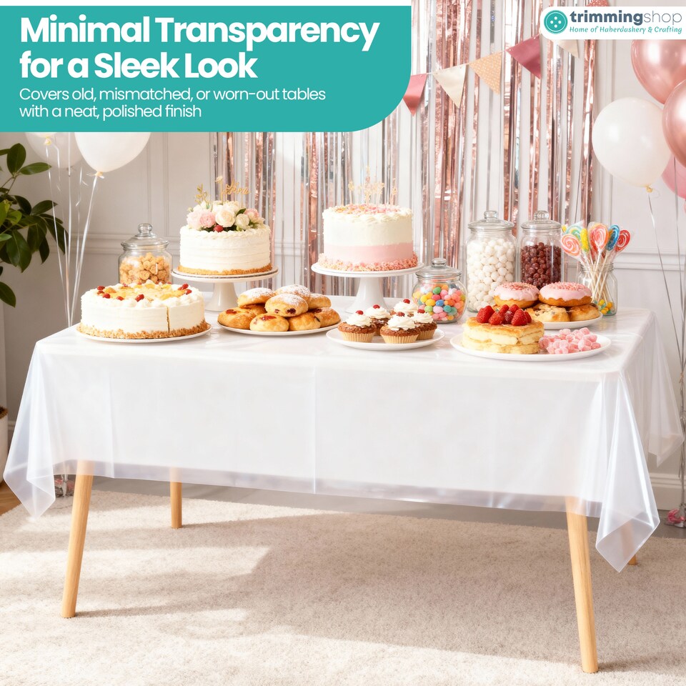image 1 of Disposable Plastic Table Cover, Table Liner - 54" x 72"