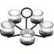 image 4 of 5-Arm Glass & Black Metal Tea Light Candle Holder Candelabra Wedding Centrepiece