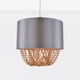 image 1 of Grey Faux Silk & Copper Jewelled Ceiling Light Shade | Grey | Copper | Medium | 1