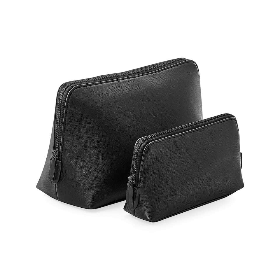 Bagbase Boutique Leather-Look PU Toiletry Bag - Black/Black - M