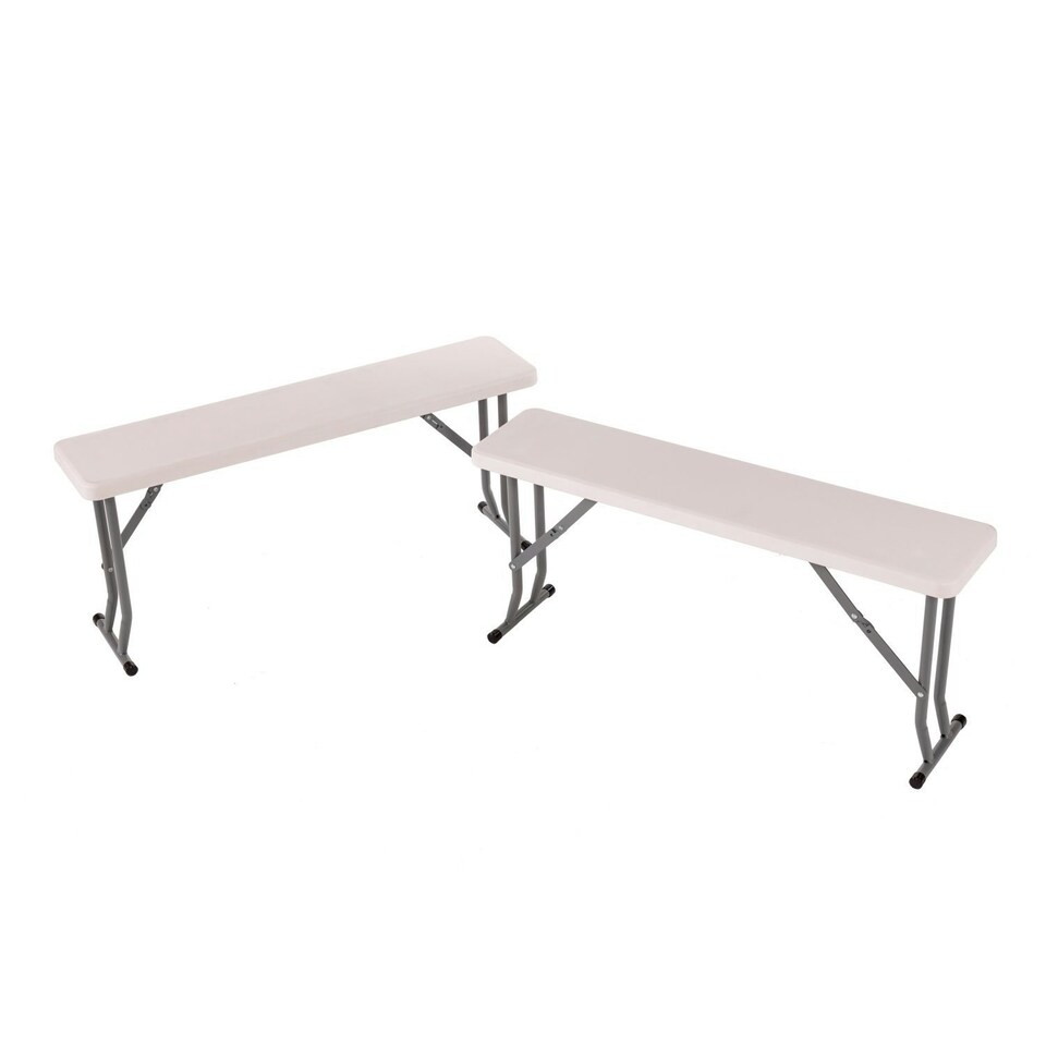 image 1 of Oypla 2x 3ft 95cm Folding Heavy Duty Outdoor 2 Person Trestle Bench Chair White