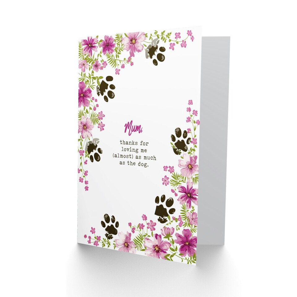 image 1 of Mothers Day Card Loving Me Almost As the Dog Much Funny Mum Card