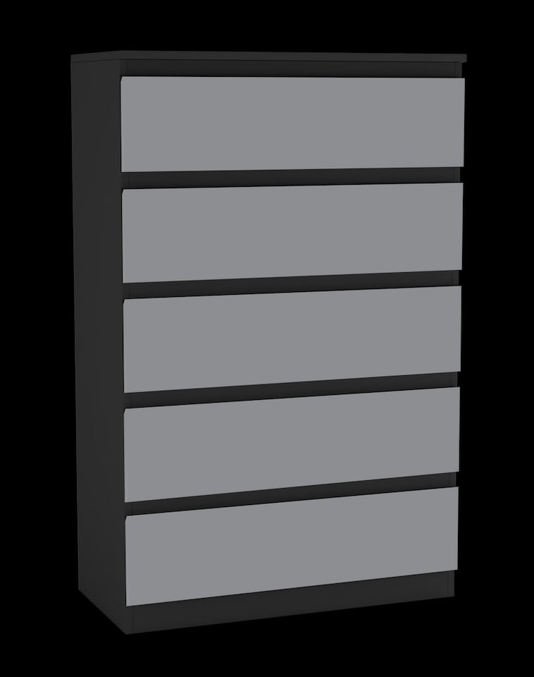 image 1 of Minimalist Chest of 5 Drawers 108.5x70x35 | Black | Black & Grey | 1