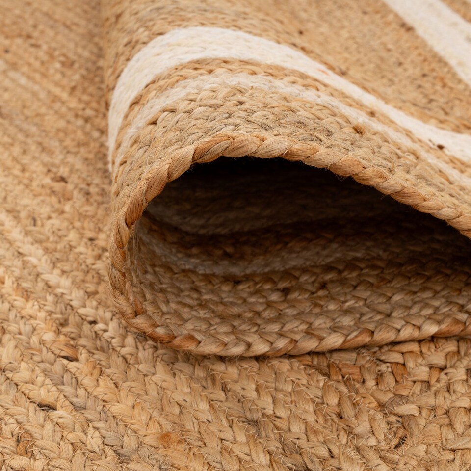 image 1 of KUKOON Bordered Natural Handwoven Braided Jute Fireside Living Area Rug 190cm x 280cm