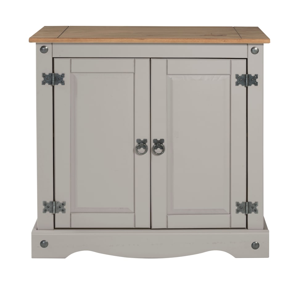 image 1 of Mercers Furniture Corona Grey Painted Wax 2 Door Cupboard Sideboard Solid Wood Pine Wooden with Mexican Styling