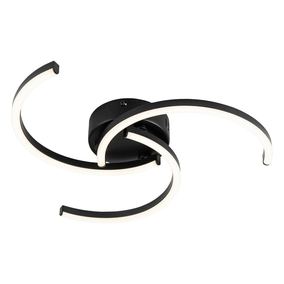 image 1 of First Choice Lighting Set of 2 Curve Black LED Flush Ceiling Lights Black