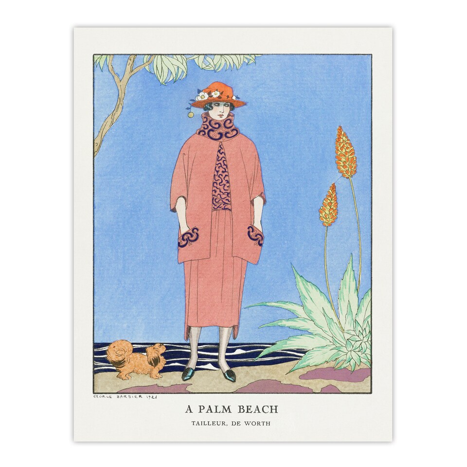 image 1 of George Barbier Framed Wall Art A Palm Beach Vintage Fashion Advert Home Décor